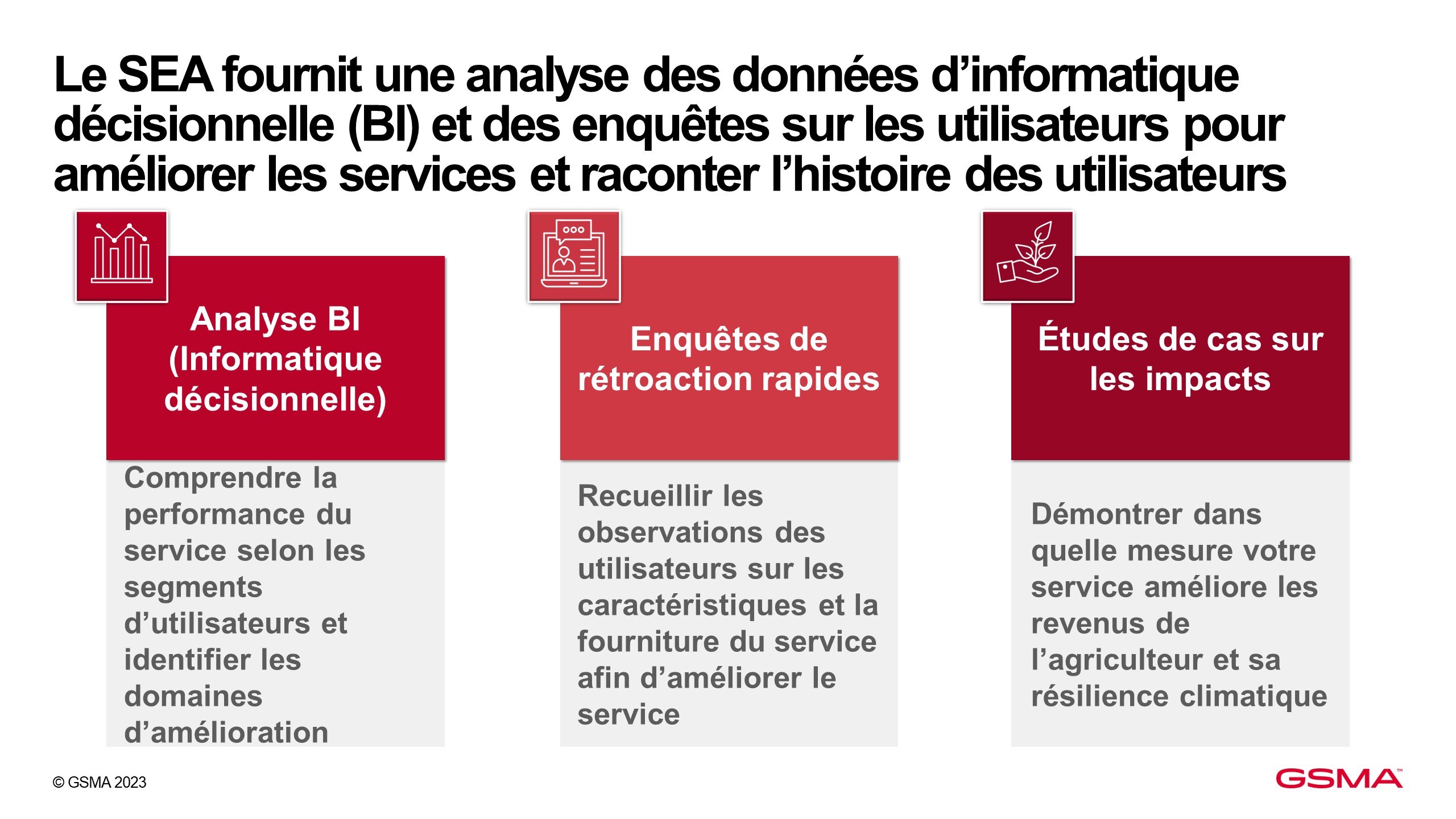 Les instruments de SEA du GSMA AgriTech présentés à travers leur proposition de valeur pour les partenaires du secteur privé 