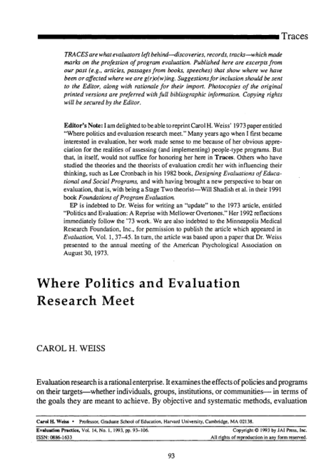 Where Politics and Evaluation Research Meet