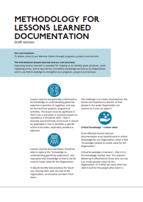 Methodology for lessons learned documentation