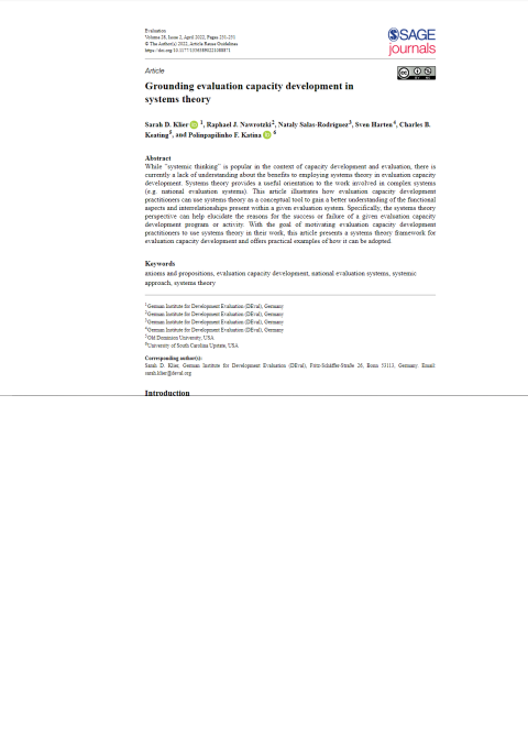 Grounding evaluation capacity development in systems theory