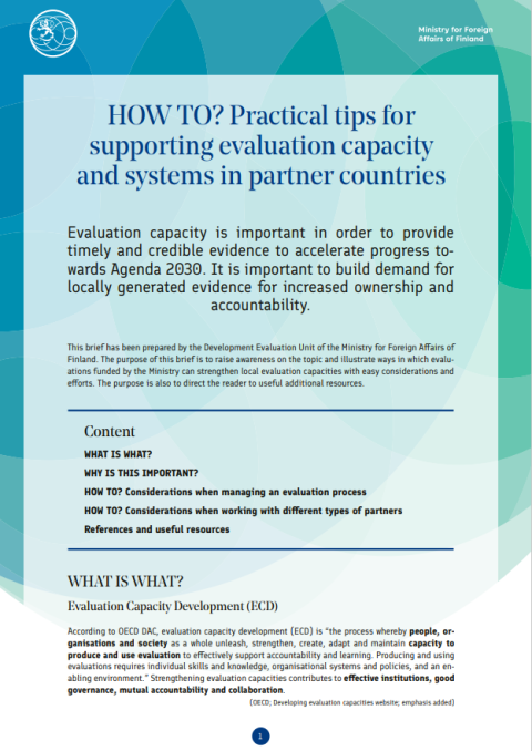 How to? Practical tips for supporting evaluation capacity and systems in partner countries