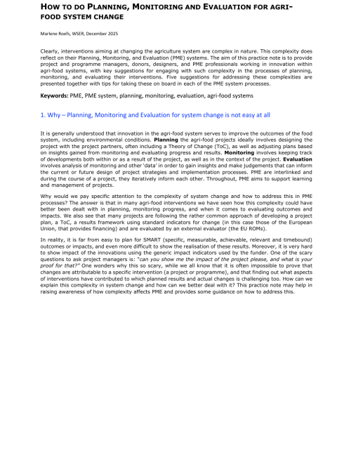 How to do planning, monitoring and evaluation for agrifood system cha