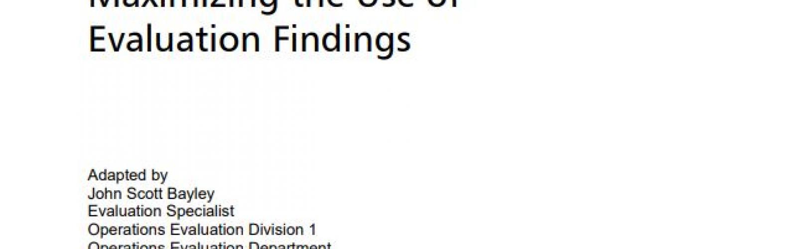 Maximizing the Use of Evaluation Findings | EvalForEarth